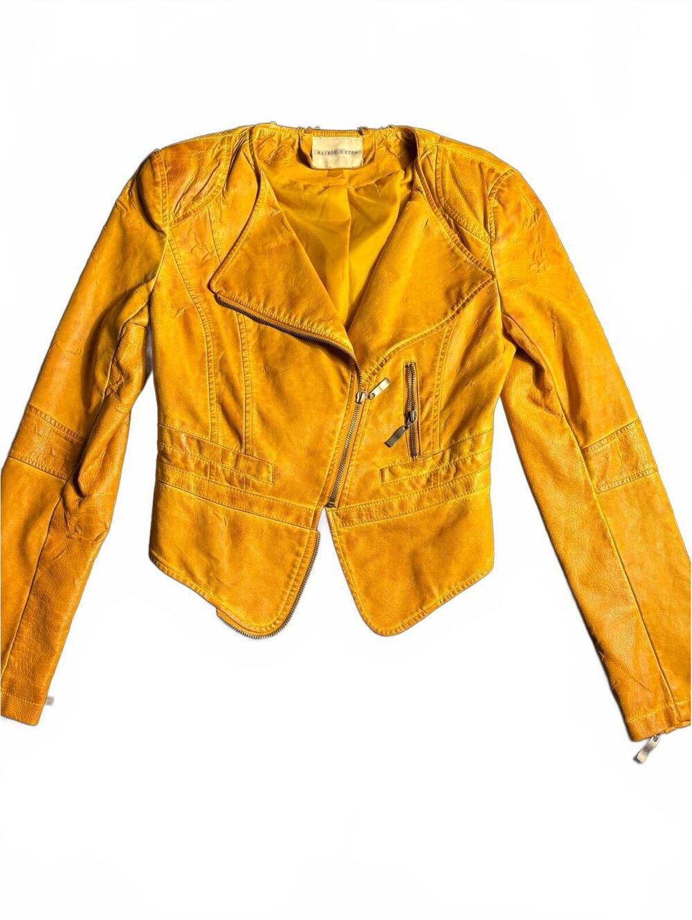 Maison Getre Yellow Leather Biker Jacket peeling